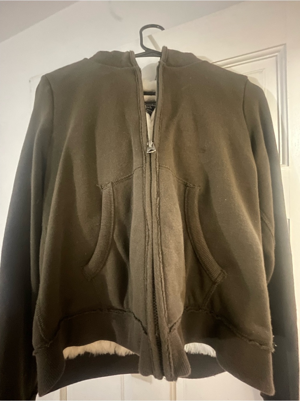 Small Abercrombie & Fitch Y2K Faux Fur Lined Zip Up Hoodie